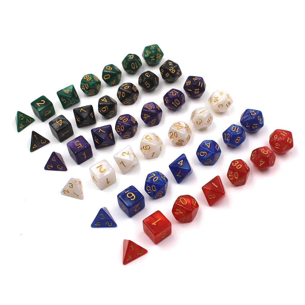 Cross-border Source RPG multi-sided dice/dice (7 pieces/group) DND run group dice Pearl pattern series