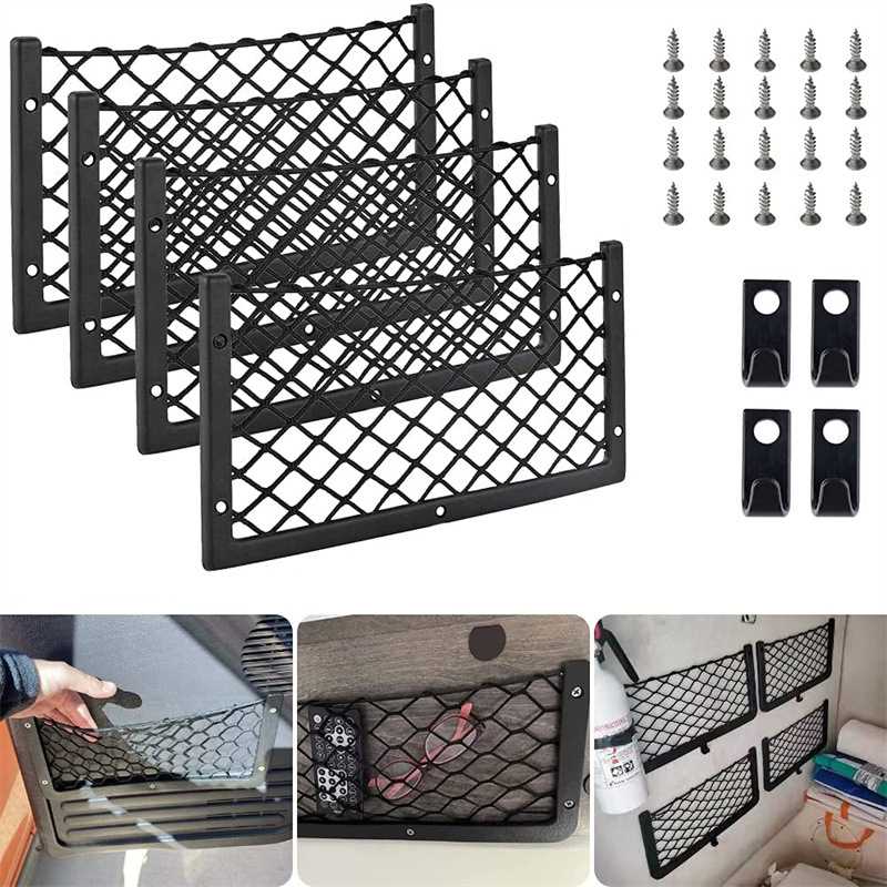 Cross-border car storage net pocket sundries storage bag medium bus modified RV auditorium seat storage net pocket wholesale