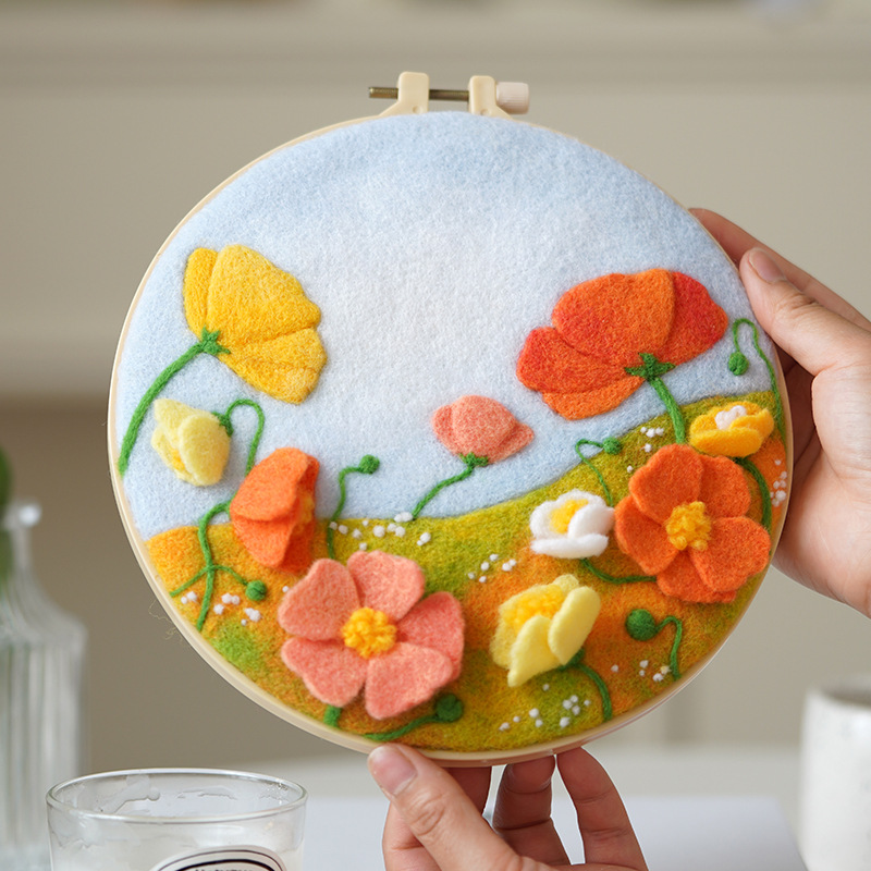 Landscape Painting Wool Felt Poke Poke Photo Frame Material Bag Handmade diy Home Hanging Painting Ornaments Couple Making Gift