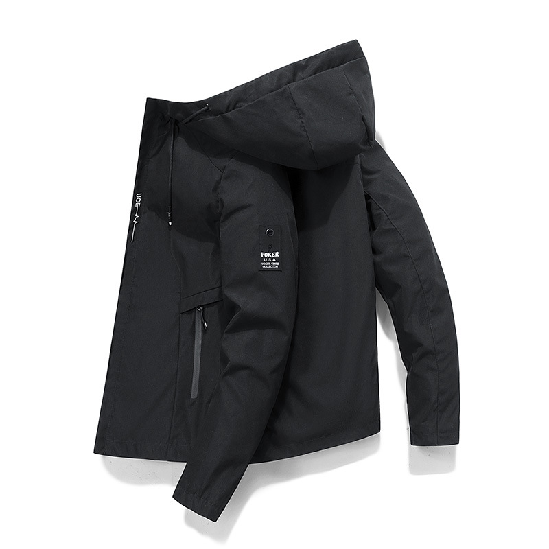 Men's Jacket 2021 Casual Hooded Solid Color Young Men Handsome Three-Dimensional Casual Comfortable Zipper Pocket Top
