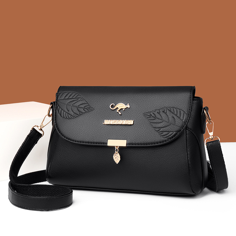 New women's bag, shoulder bag, fashionable casual small bag, PU leather crossbody bag, leaf trendy versatile mother bag, women's bag