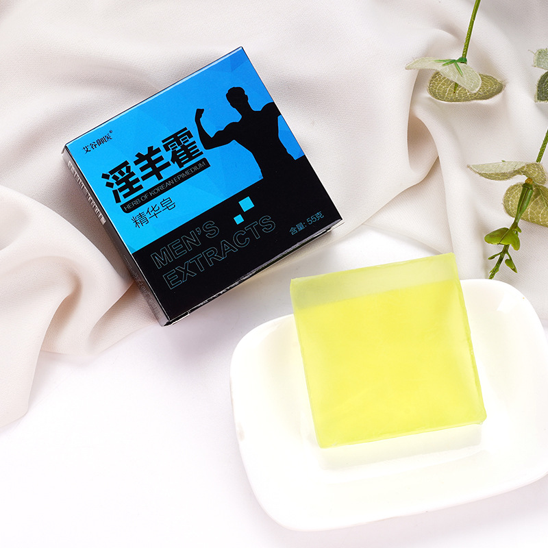 Men's Soap Epimedium Essence Soap Lasting Fragrance Handmade Transparent Essential Oil Bath Soap Wholesale Live