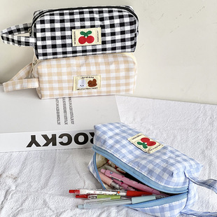 2022 Japanese New Simple Large Capacity Storage Bag Student High-value Stationery Box Girls' Embroidered Pencil Case