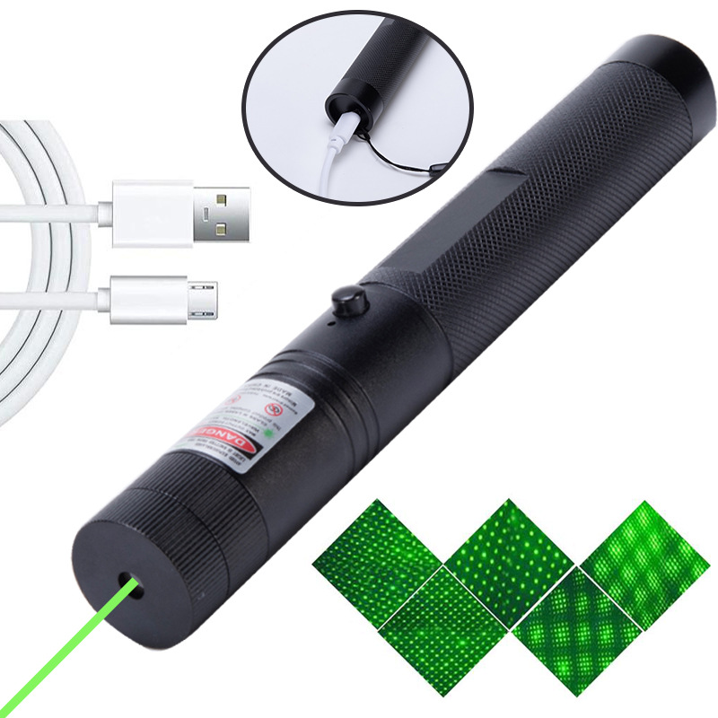 303 laser flashlight green laser pen charging gypsophila high-power multi-function 2-in -1 USB laser light