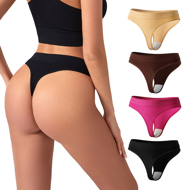 European and American Girl's G-string Plus Size Seamless Sexy Elastic T-string Seamless Solid Color Comfortable Sports Low Waist Underwear