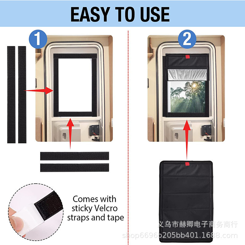 Magnetic suction type RV blackout curtain foldable RV door and window sunshade RV door and window cover waterproof and dustproof sunshade curtain