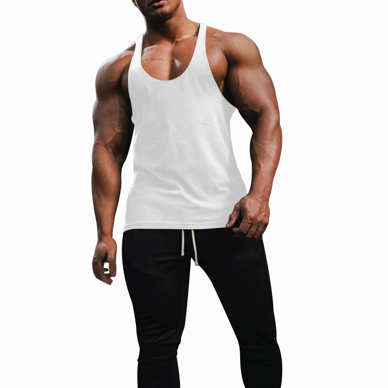 Cross-border AliExpress Men's Vest Breathable Slim Solid Color Summer Youth Sports Fitness Hurdle Sleeveless Base Shirt