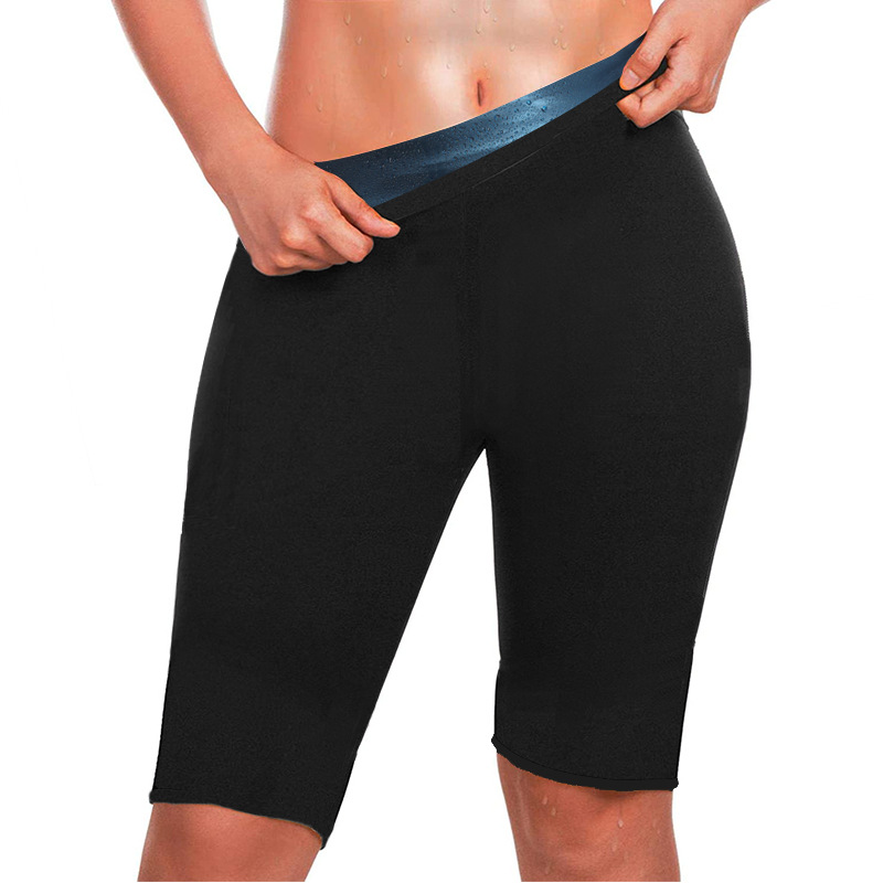 Amazon Men's and Women's Fitness Sweat Pants Yoga Sauna Silver-coated Abdominal Shaping Pants Sauna Pants Waist-tight Shorts