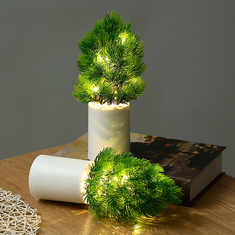 Christmas tree night light bedroom pine and cypress atmosphere light creative simulation bouquet night light home decoration desktop green plants