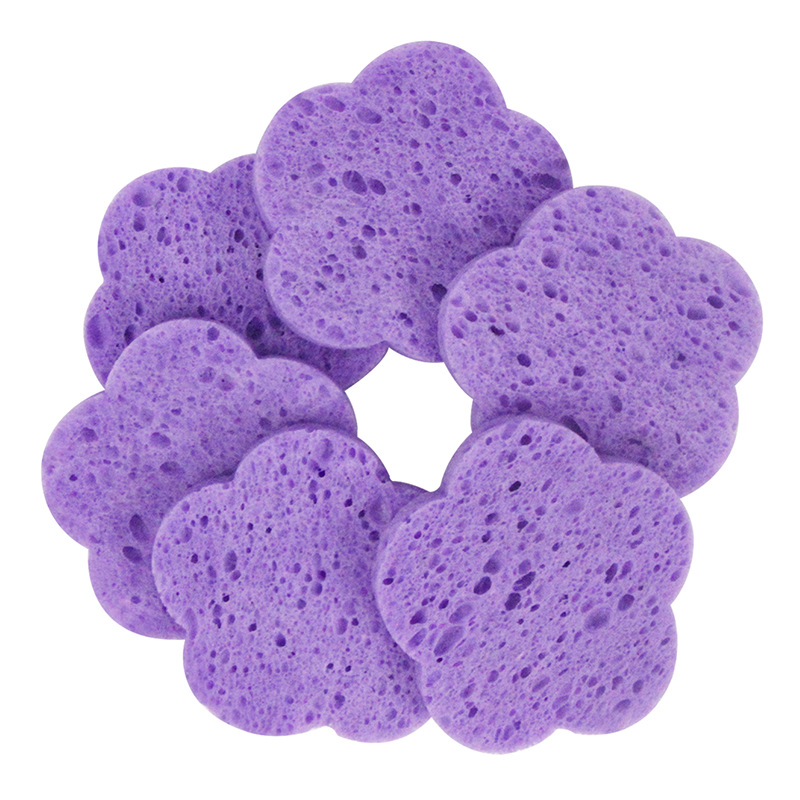 Compressed degradable wood pulp cotton face washing puff thickened flower-shaped purple face washing sponge thickened when exposed to water cleaning face puff