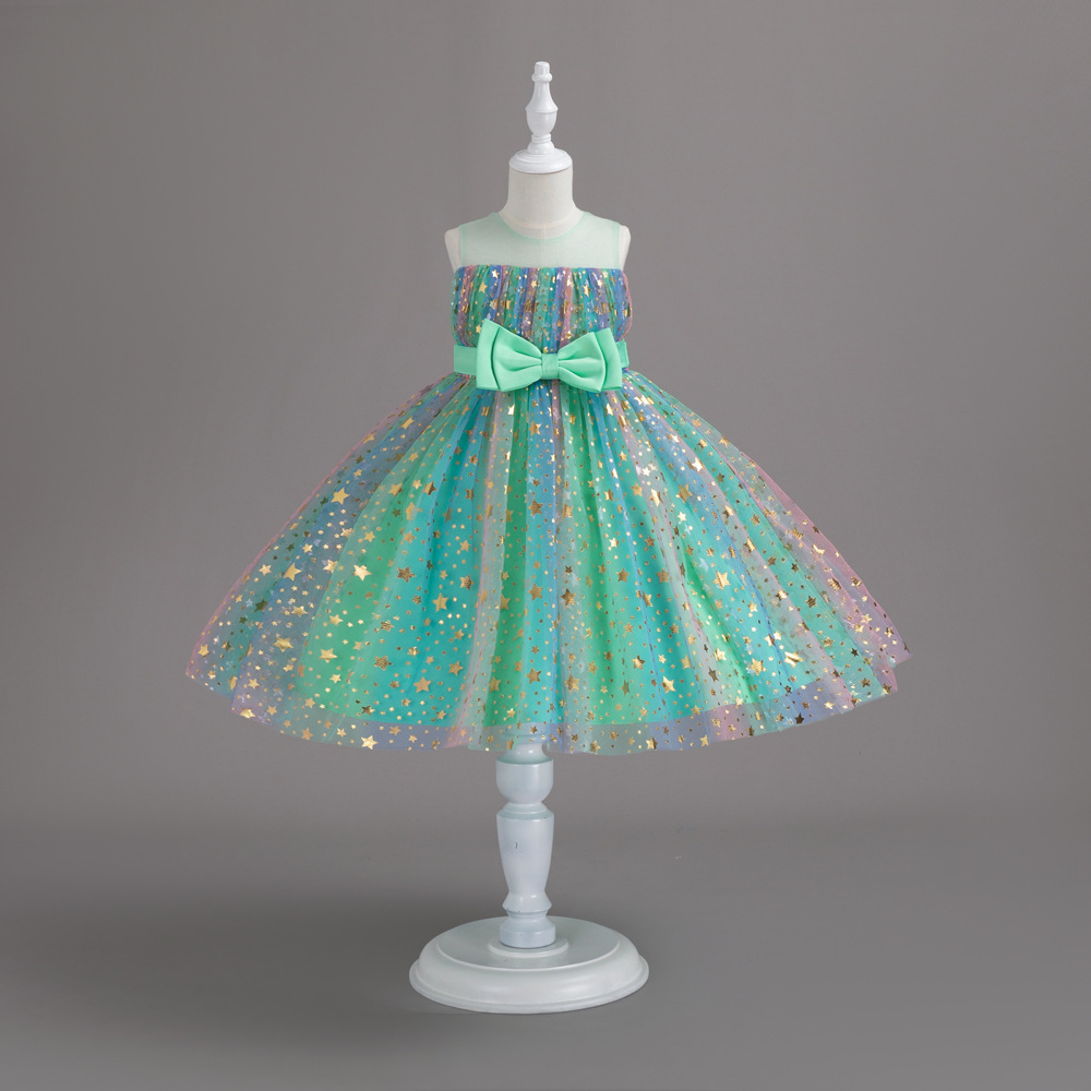 Cross-border 2023 new girls dress birthday piano catwalk skirt Europe and the United States cross-border children's clothing girls dress