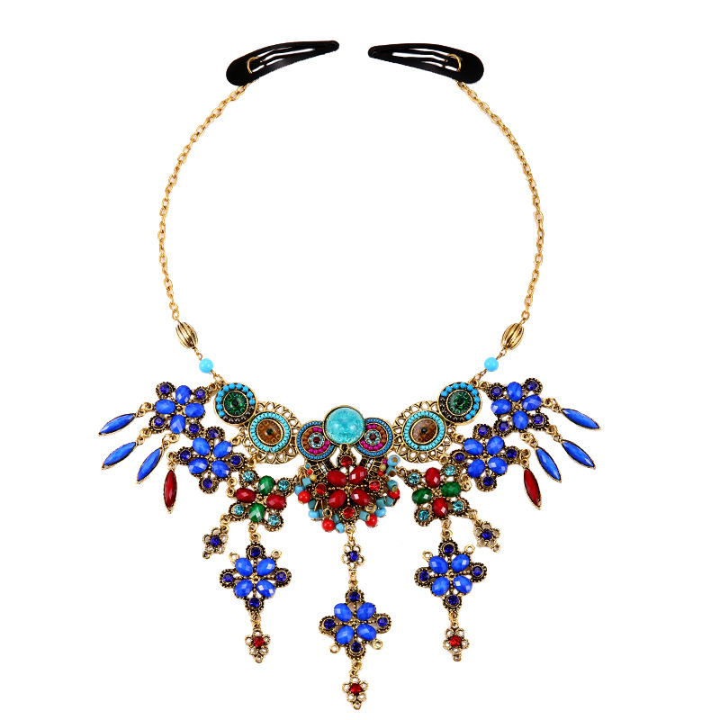 Stirnkette im Stil ausländischer Minderheiten, Kopfkette im tibetischen Stil, böhmische Halskette, Retro-Anzug für Damen, Reisefoto-Kopfbedeckung_voghion.com