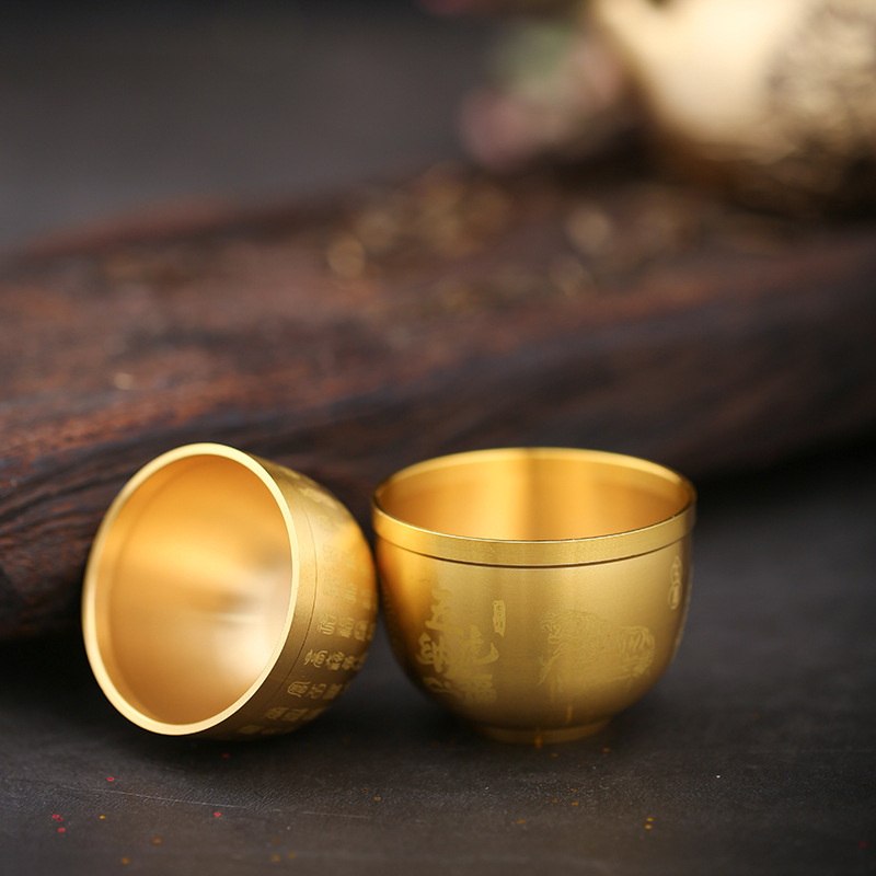 Brass Rice Cylinder Baifu Cylinder Cup Iron Art Study Office Small Ornaments Crafts Carved Fu Character Ancient Style