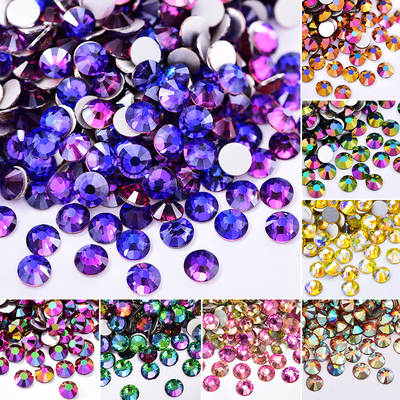 Colorful Glass Crystal Flat Diamond Nail Art Phone Shell diy Accessories AB Electroplating Sticker Diamond Crystal Diamond Round