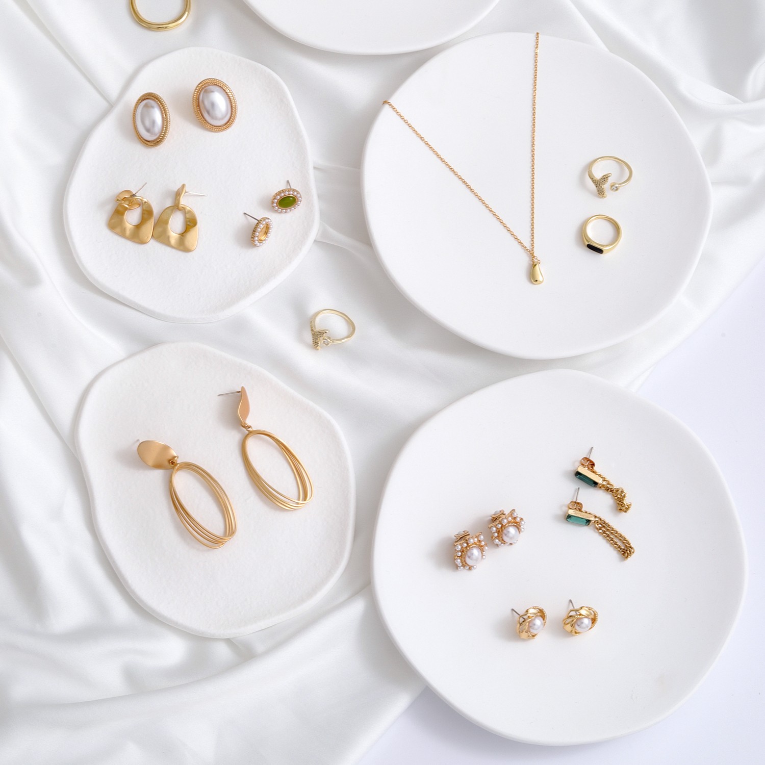 ins Jewelry Tray White Gypsum Storage Tray Jewelry Jewelry Ornaments Display Photo Props Atmosphere Decoration
