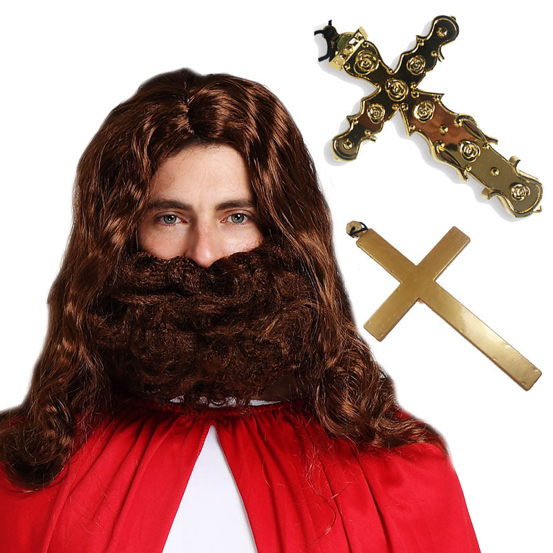 Halloween Masquerade props cosplay priest nun priest preacher prayer thick golden cross