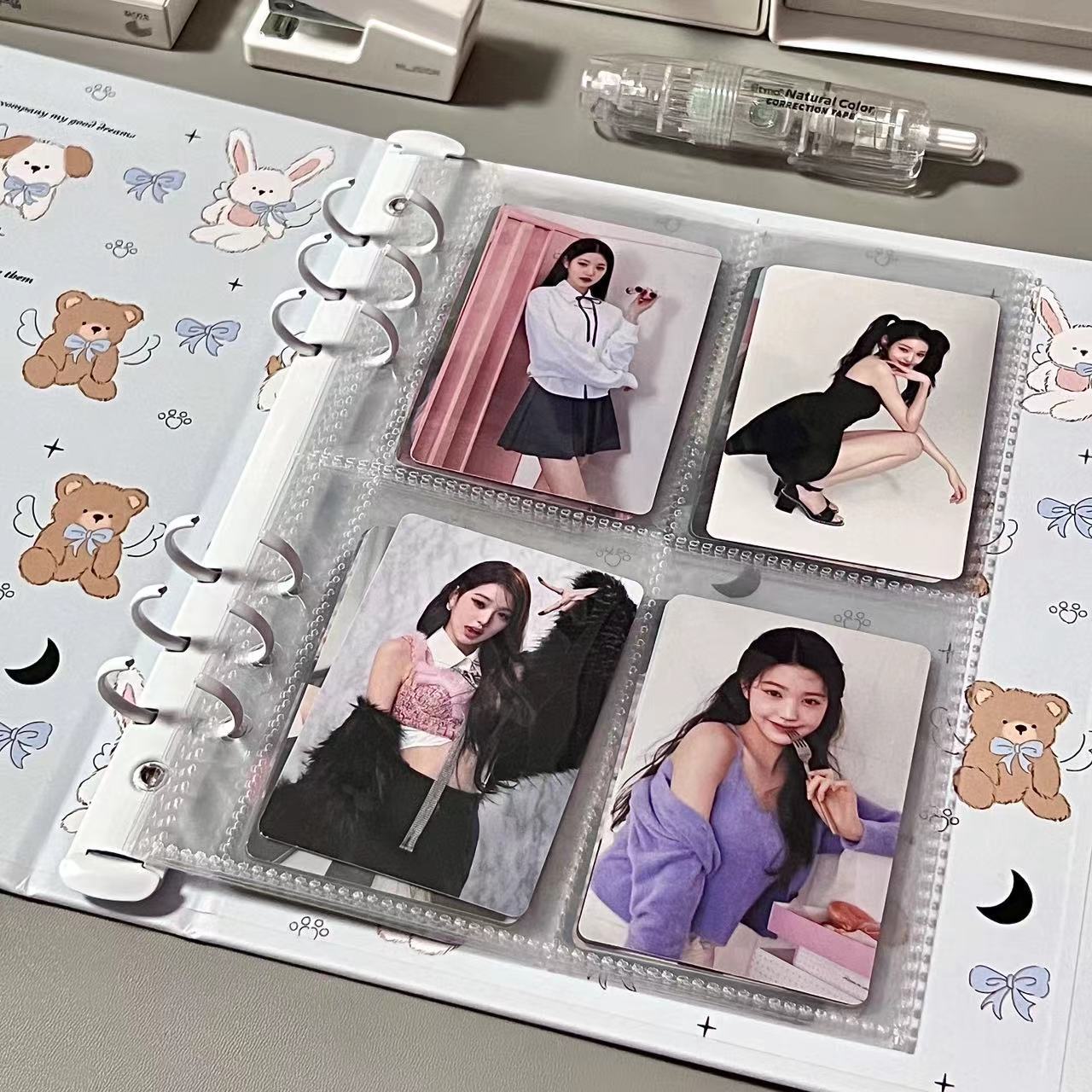 Chanel style Korean style cute bear bear four grid card book A5 advanced photo small card storage book card book Simple