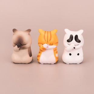 3-style face-covering cat hand-made cute cake decoration desktop lucky cat Cartoon Cartoon lucky cat doll toy