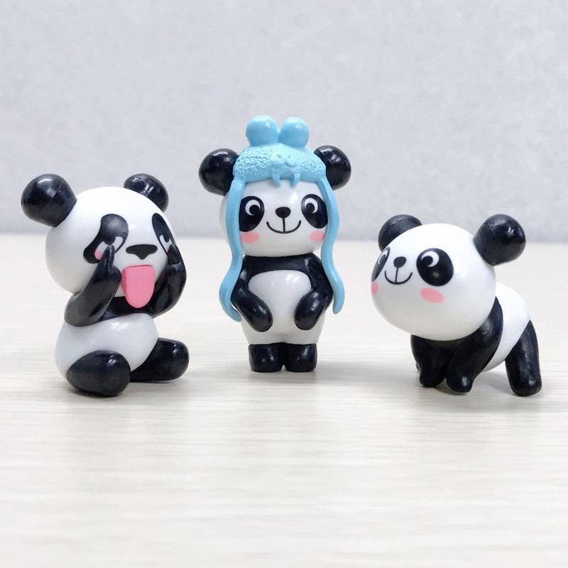 Cartoon PVC doll cute panda Beibei keychain pendant micro landscape cake decoration panda toy wholesale