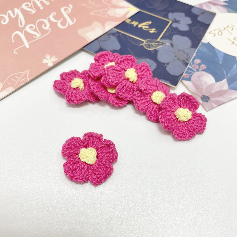 diy wool flower hand crochet knitting hand hook flower 2.5cm small plum blossom clothing accessories children's clothing accessories