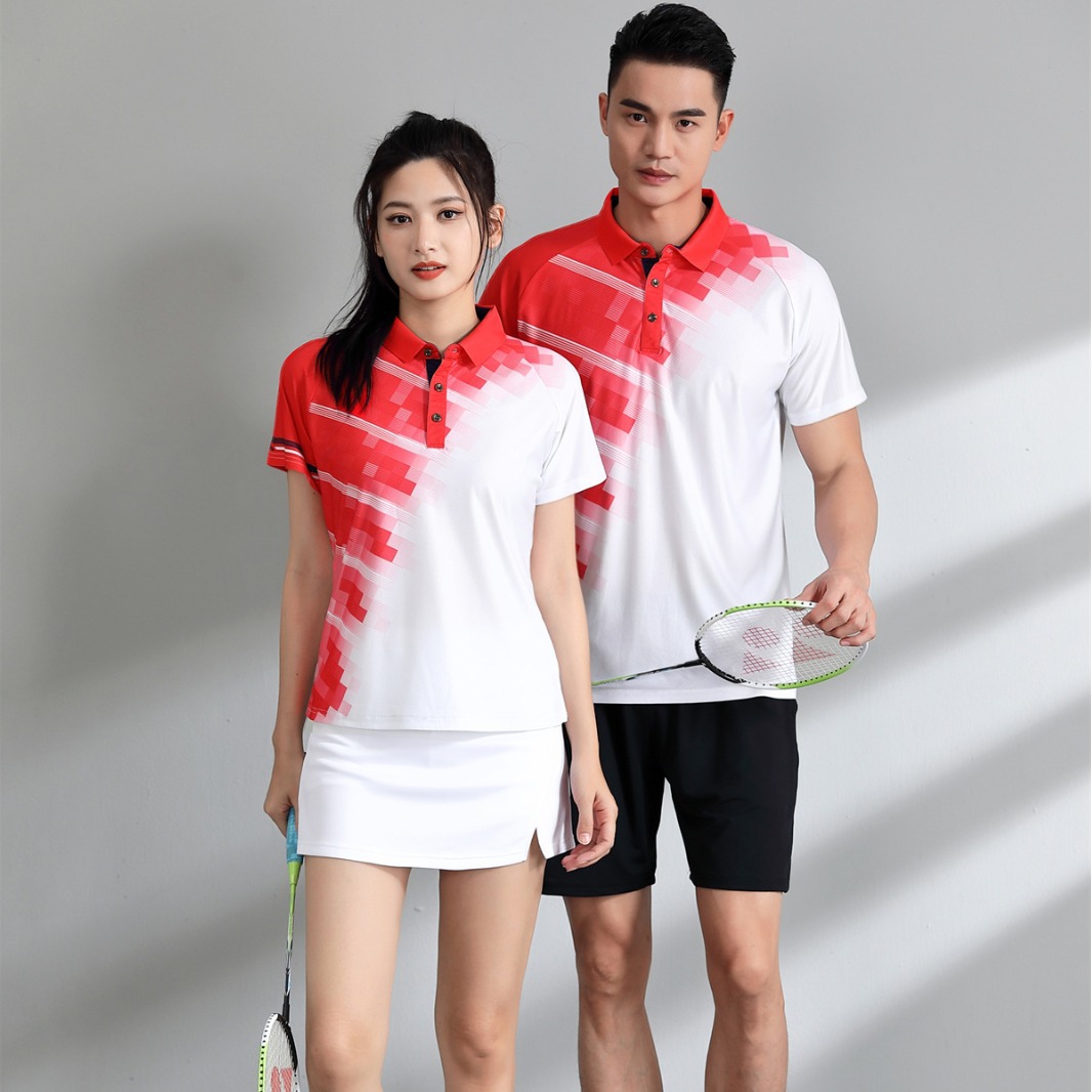 Short-sleeved lapel adult summer quick-drying tennis suit student group purchase competition outdoor fitness top badminton suit