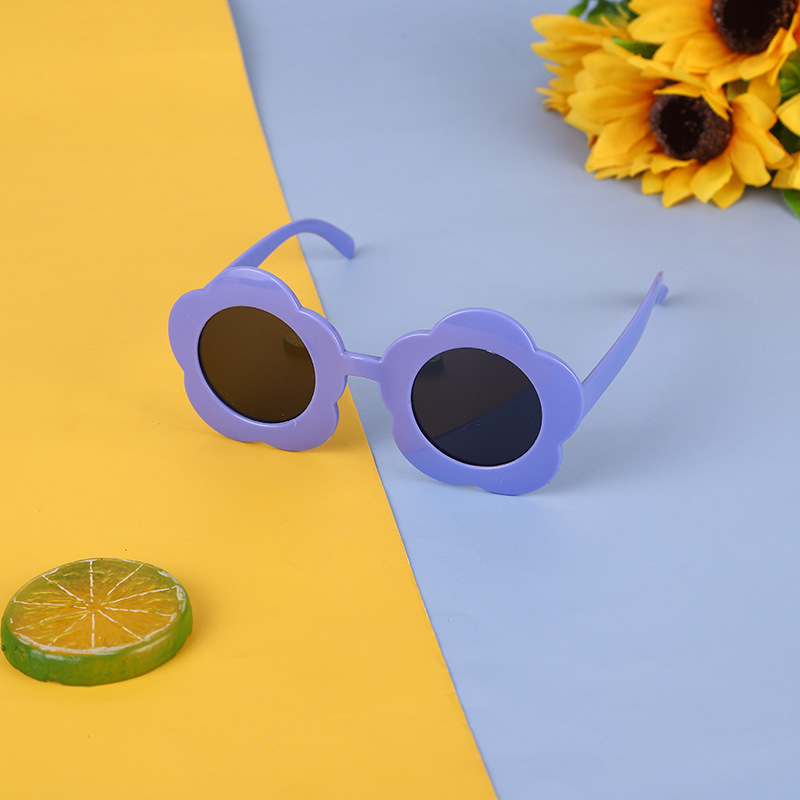 新しいファッションの花のかわいい子供のサングラスの潮流のゼリー色のメガネの太陽の花の装飾のサングラス|undefined