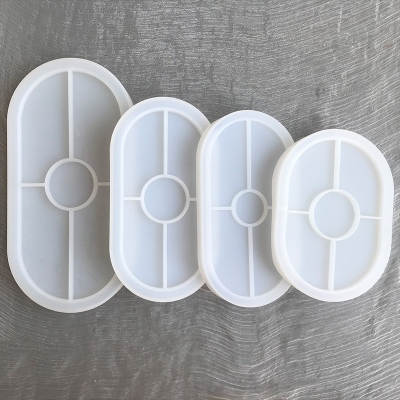 Large Medium Small Oval Coaster Crystal Drop Glue Silicone Mould diy Resin Decoration Set