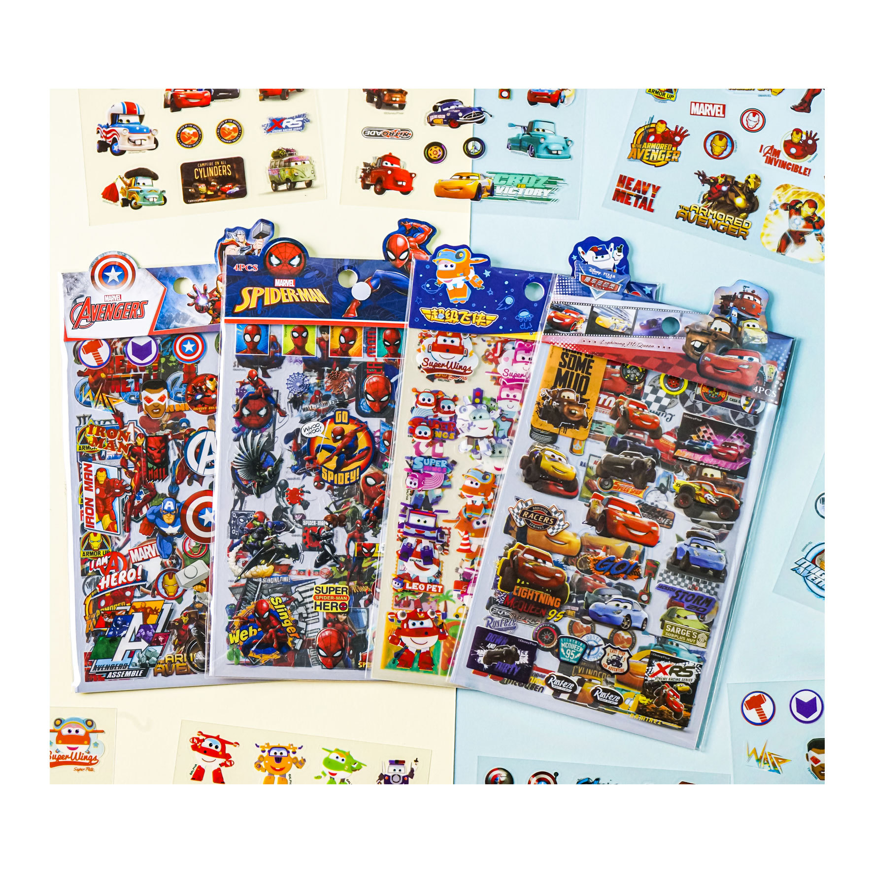 4 Ice Princess laser goo card stickers suit wholesale boys and girls shiny transparent cartoon pvc hand account stickers