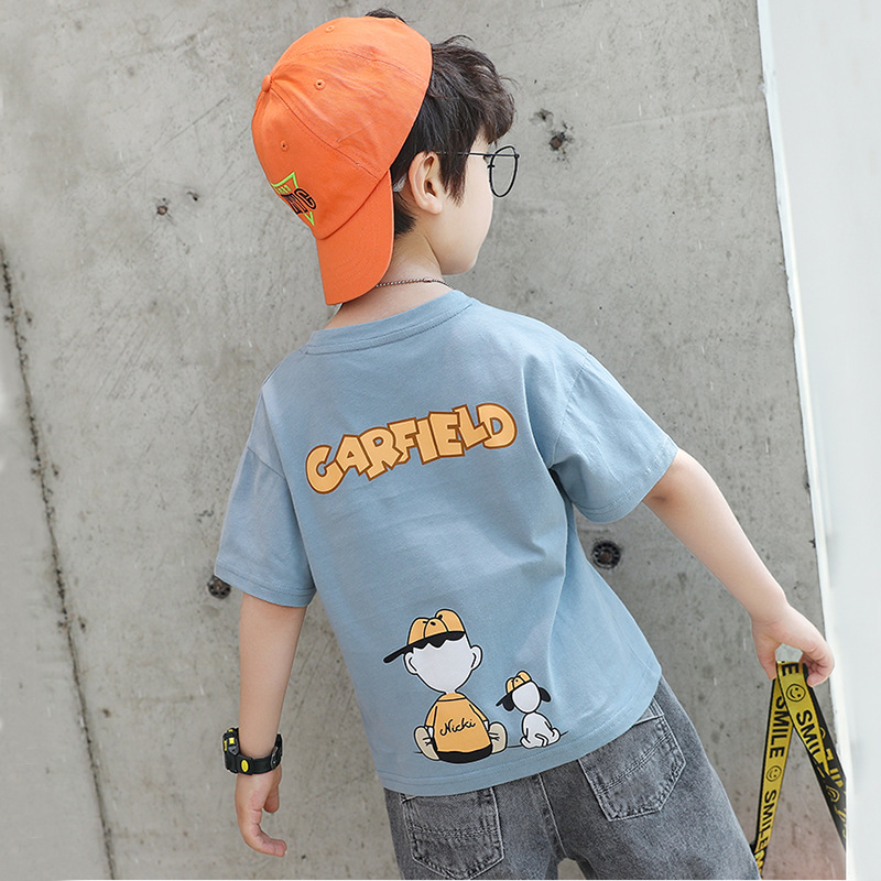 Boys and children's clothing summer short-sleeved T-shirts 2024 new medium and large children's round neck casual tops girls thin bottoming