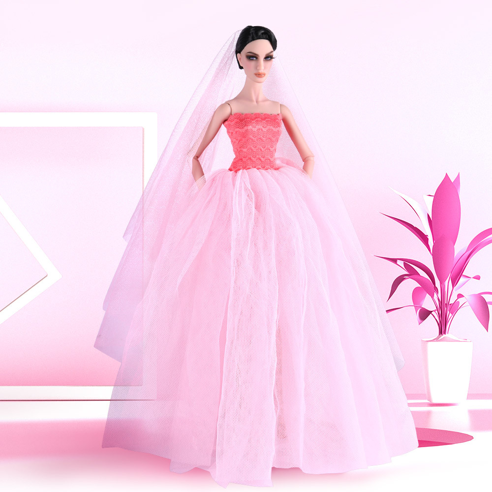 30CM6 points doll clothing puffy dress dress Princess Wedding Dress fashion stitching fishtail skirt cross-border