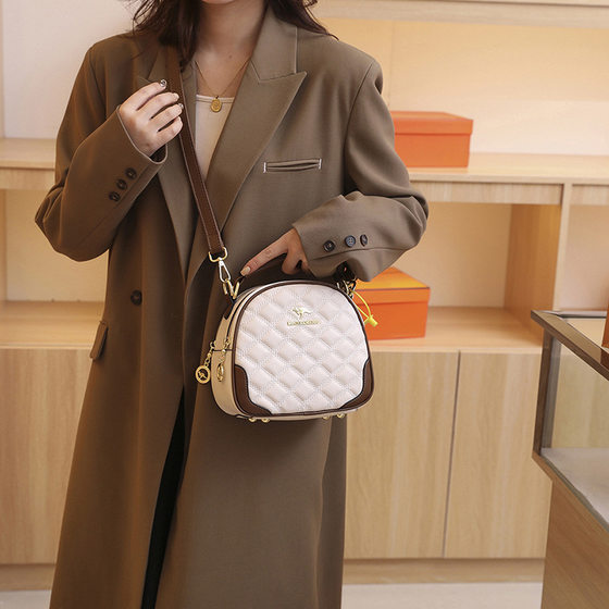 Chanel style rhombus embroidered women's bag live broadcast oval shell bag with compartment large capacity portable shoulder bag