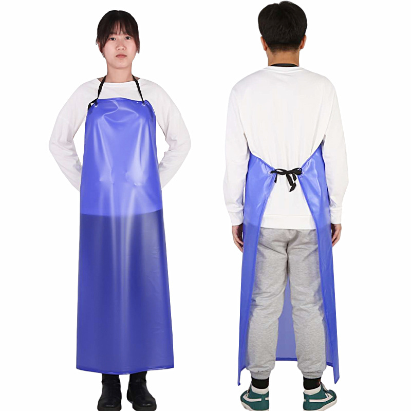Blue PVC oil-proof wear-resistant soft leather apron aquatic slaughtering food kitchen enlarged thick waterproof apron wholesale