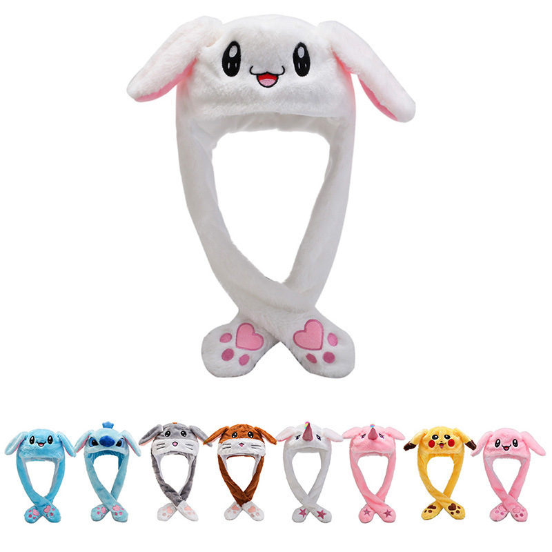 Wholesale moving ear hat plush toy rabbit ear trembles with night market stall toy children's hat