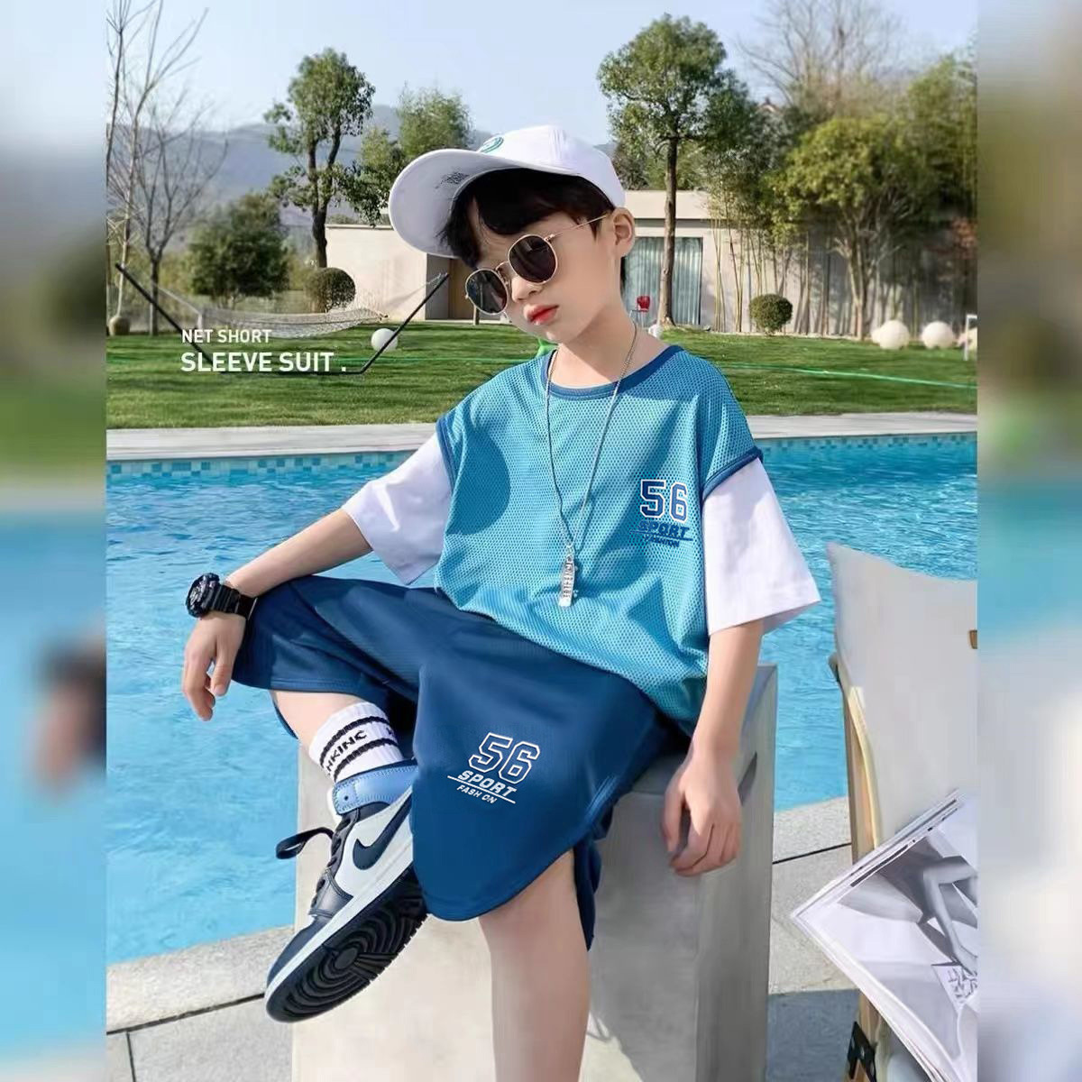 Boys' Sports Suit Summer 2022 New Thin Quick-drying Short-sleeved Shorts Two-piece Children's Summer Suit