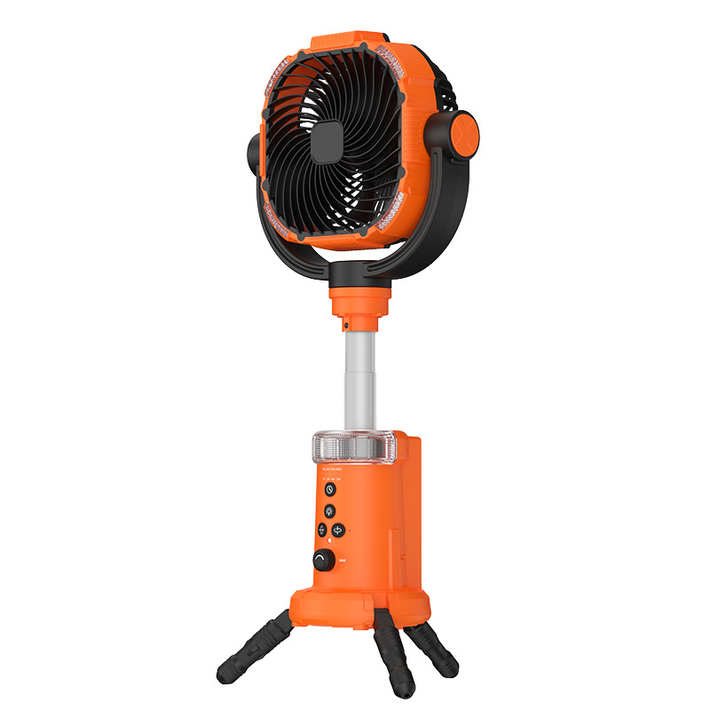 Cross-border new outdoor fan large capacity lighting shaking head portable camping fan tripod electric fan