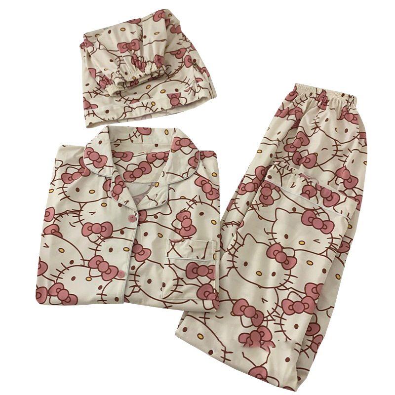 New Ins Style Hello Kitty hellokitty Home Clothes Pajamas Winter Women's Cute Sweet in stock Wholesale