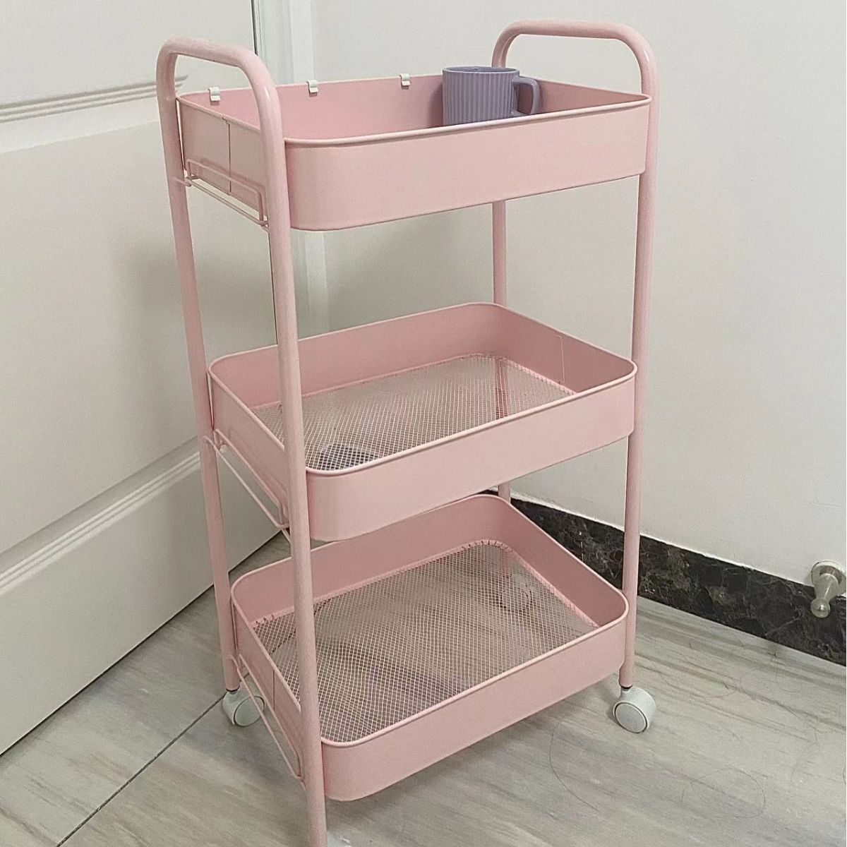 Trolley storage rack floor kitchen bathroom bathroom mobile baby supplies bedroom bedside snack storage rack