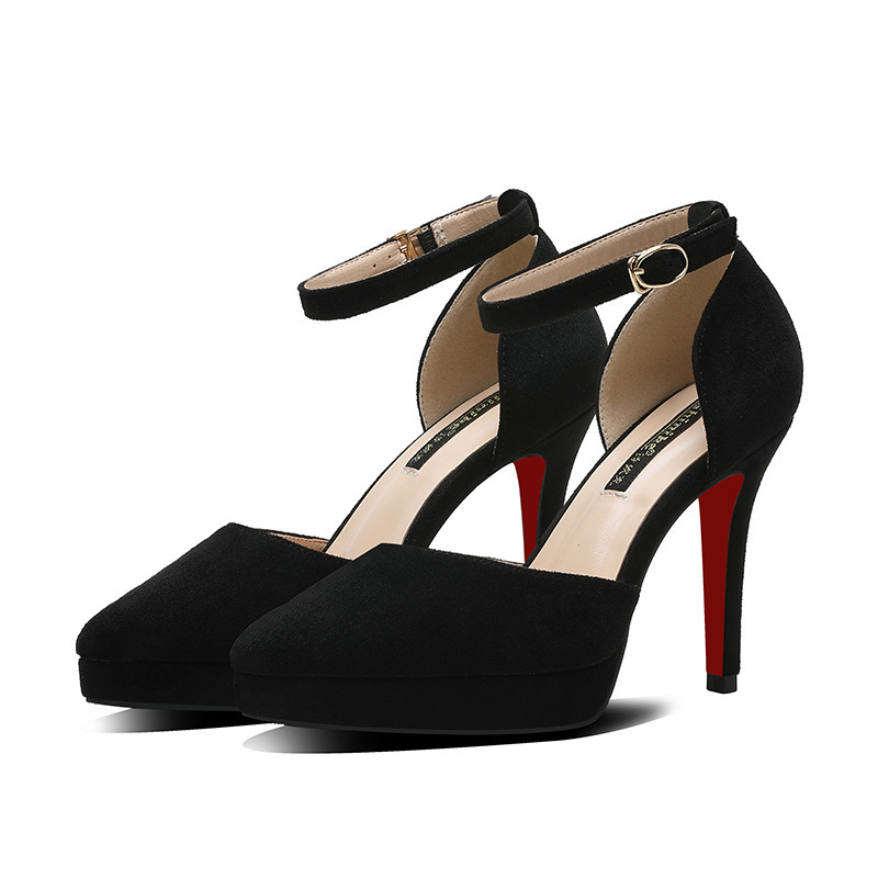 183-2 High Heels Women's Stiletto Platform Pointed Hollow Suede Shoes Women's 2020 New Spring and Summer Women's Shoes