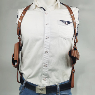 Type 92 press mold film and television stage gun bag Amazon tactical equipment Magazine double shoulder underarm suit cowhide holster