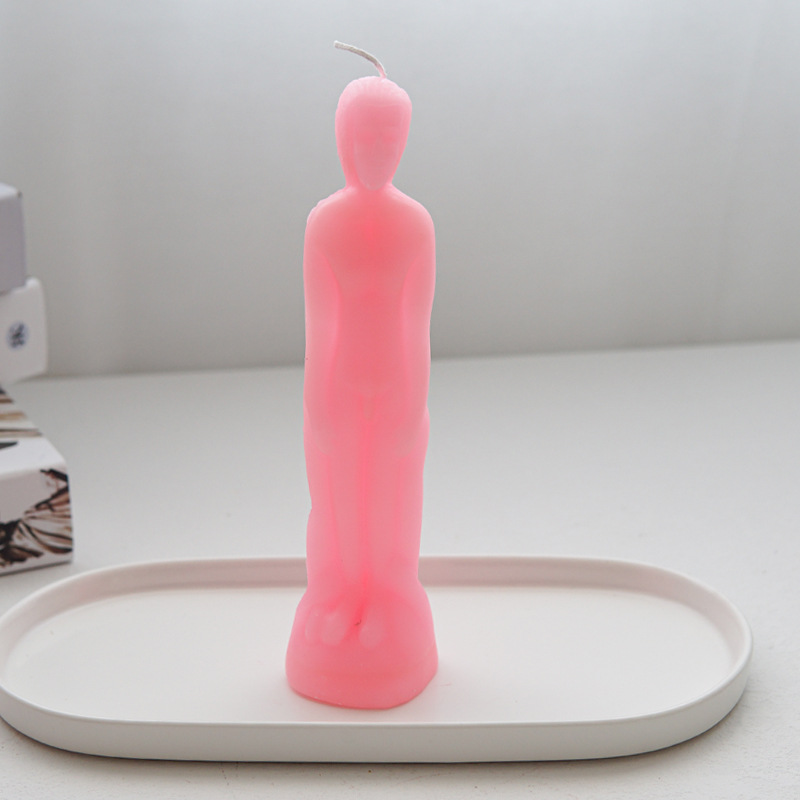 Paraffin wax pink man candle