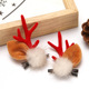 Beige mink antler clip-Red