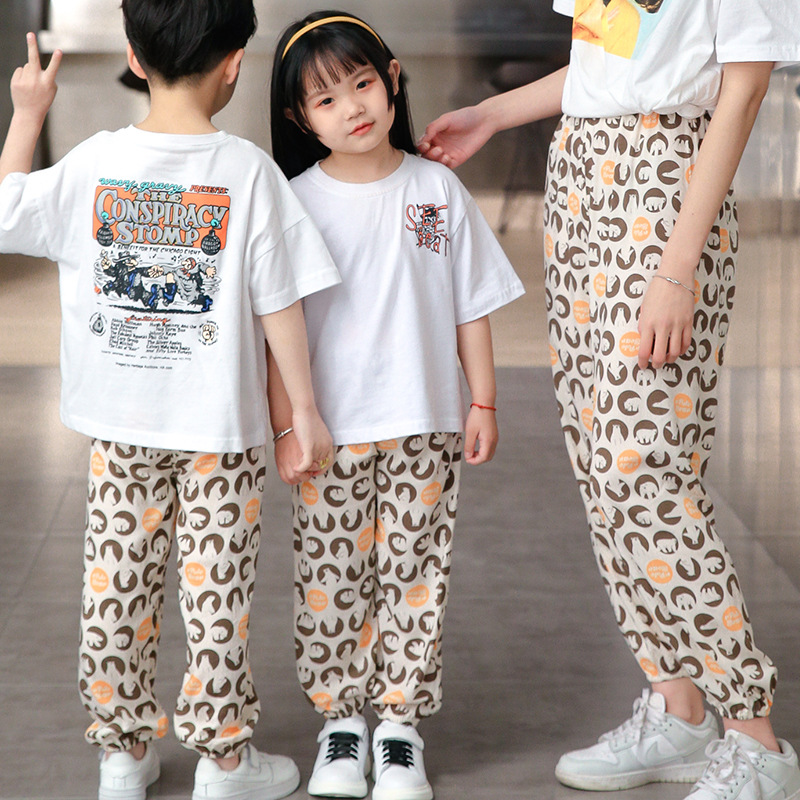 Parent-Child summer thin anti-mosquito pants boys and girls casual beach pants children breathable cartoon knickerbockers wholesale