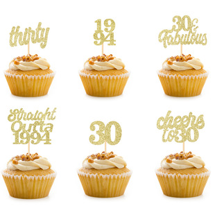 Factory direct 30 year old birthday set cake card birthday wedding anniversary party cake decoration supplies