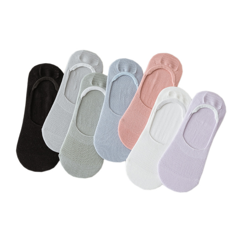 200 Needle Hollow Mesh Socks Women's Shallow Socks Cotton Spring and Summer Thin Boat Socks Silicone Non-slip Invisible Socks