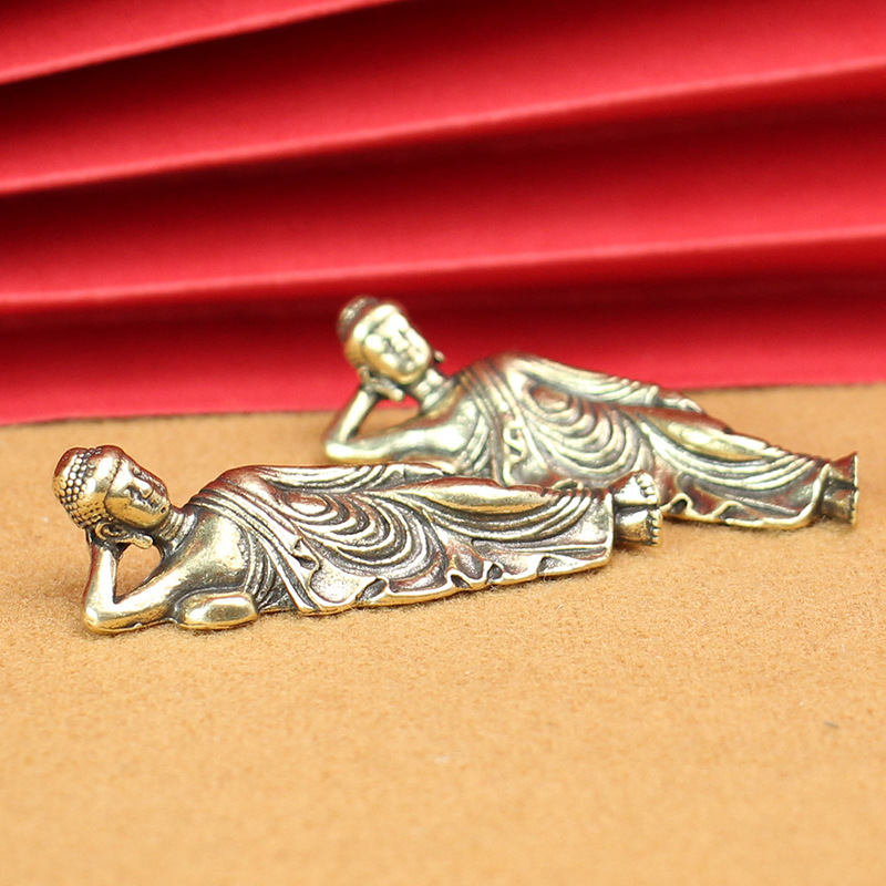 Pure copper Sakyamuni Buddha brass Buddha statue lying Buddha Sakyamuni Buddha Hall metal crafts ornaments