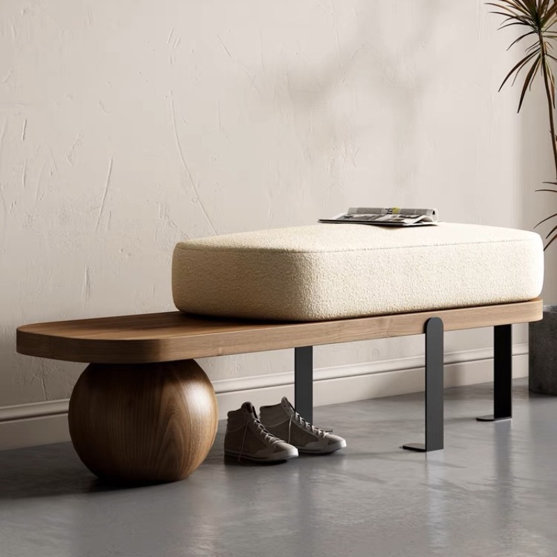 Nordic creative personalized long stool solid wood shoe changing stool home door wearing stool entrance leisure short stool