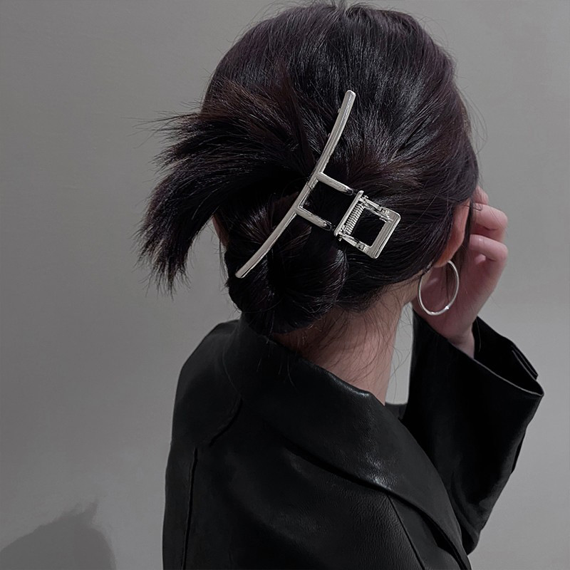 Fermaglio per capelli in metallo argentato Fermaglio per capelli a disco Grande volume per capelli Fermaglio per squalo di alta qualità Accessori per capelli coreani Copricapo Fermaglio per capelli per donne_voghion.com
