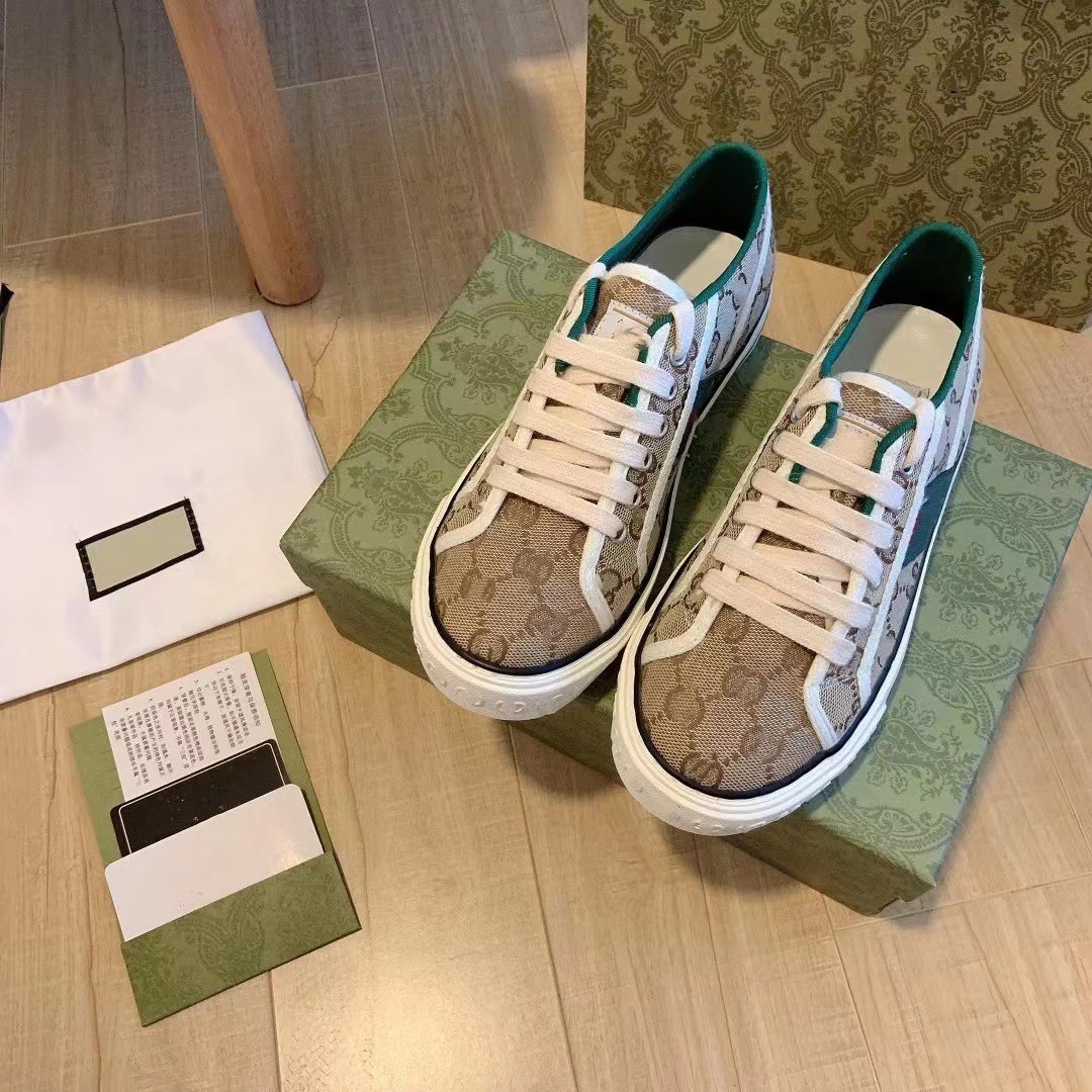 G Brand Embroidery 1977 Retro Canvas Shoes High Version Old Flower Striped Unisex Casual White Sneakers Sports Shoes