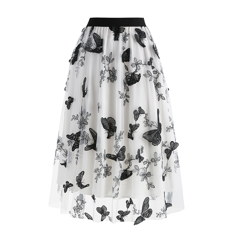 Amazon European and American Women's Mesh Butterfly Embroidered Skirt Amazon Explosions Clothing 8209