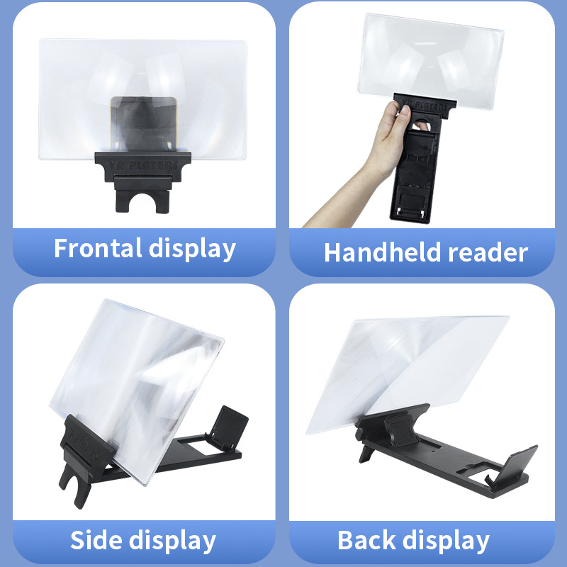 F06 mobile phone screen amplifier HD magnifying glass folding desktop stand multi-function reader cross-border